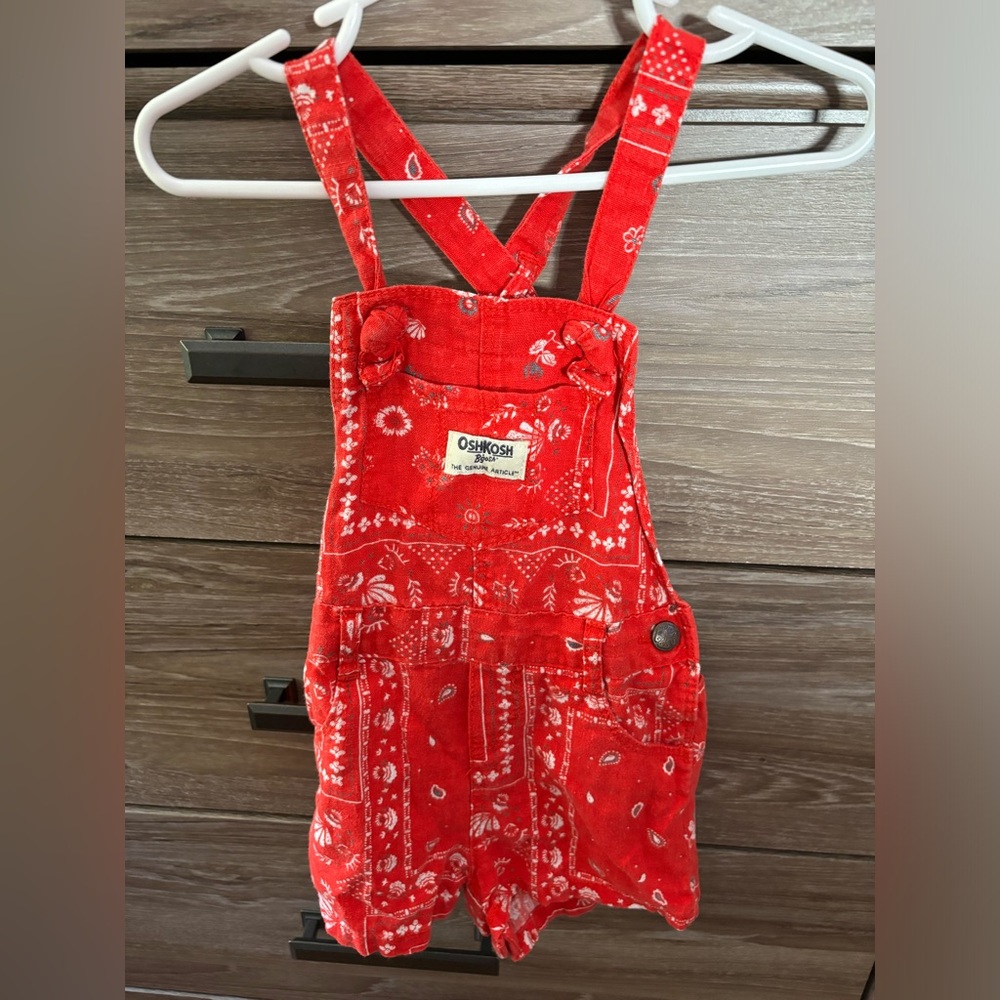 Oshkosh Red Overalls, Size 24 mos